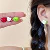 1pair Niche Design Exquisite and Cute Sweet Cherry Apple Shape Versatile Temperament Earrings for Women In Summer Sweet Earrings