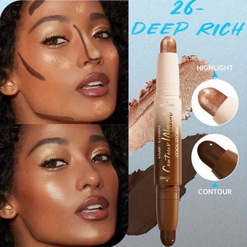 2v1 Oboustranná konturovací tyčinka Krémová konturovací a rozjasňující tyčinka pro modelování obličeje, Korektor, Definice V-tvaru, Dlouhotrvající make-up