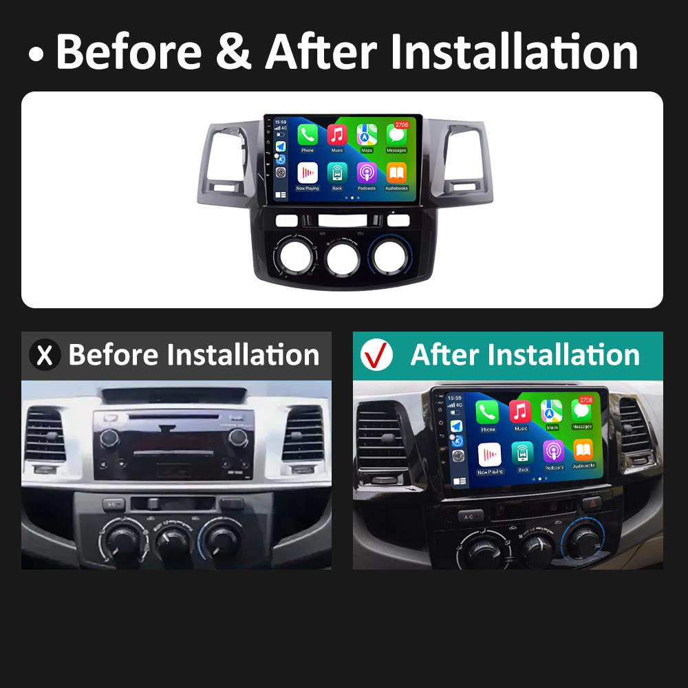 Smart System Wireless Carplay For Toyota Fortuner HILUX Revo Vigo 2007 2018 2019 - 2015 Android OS Car Multimedia Radio Player