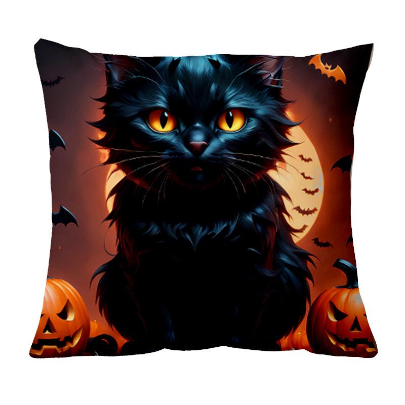 Kitten Halloween Pillowcase Short Plush Printed Sofa Bed Decorative Pillowcase Nordic Style