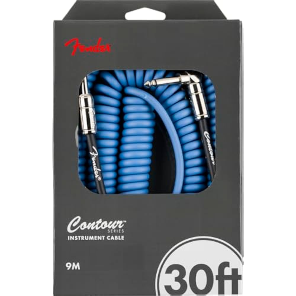Fender Fender Guitar and Bass Cable Contour™ 30' Coiled Cable, Lake Placid Blue 9.1m