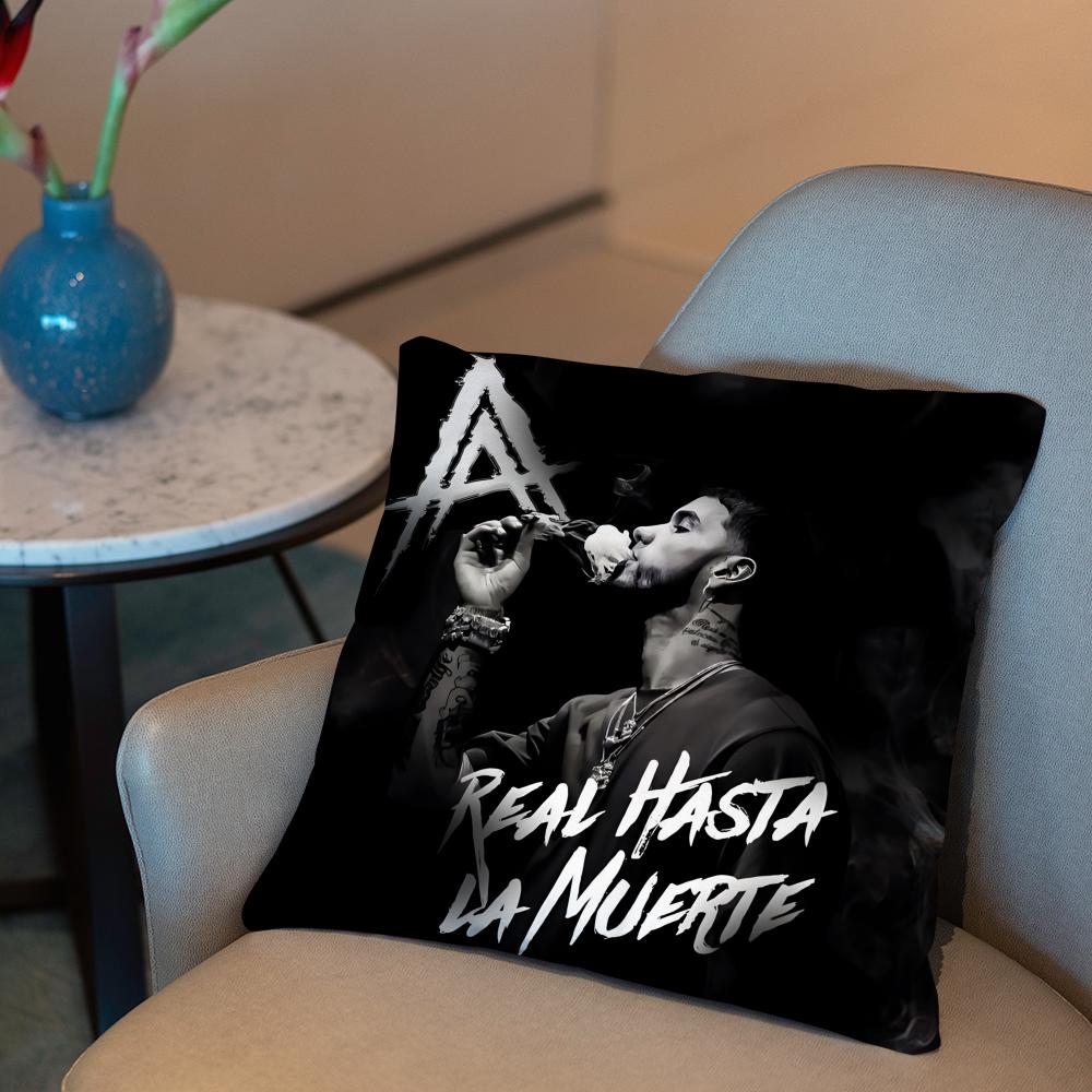 

Anuel AA Real Hasta La Muerte Cushion Cover 2-in-1 Reversible Plush Pillow Cover | Car/Sofa/Bed | Perfect Gift 12x12Inch