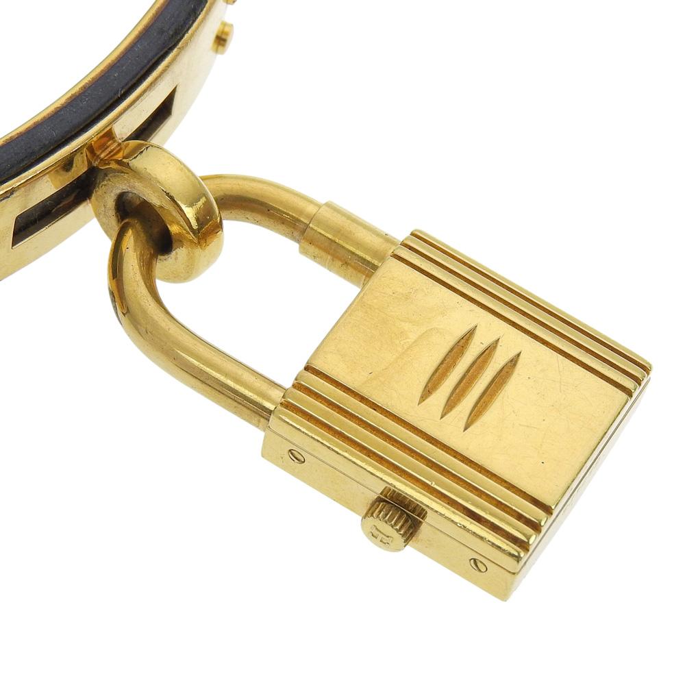 HERMES Kelly watch Watches blackDial Plated Gold/leather Quartz Analog display Women Used
