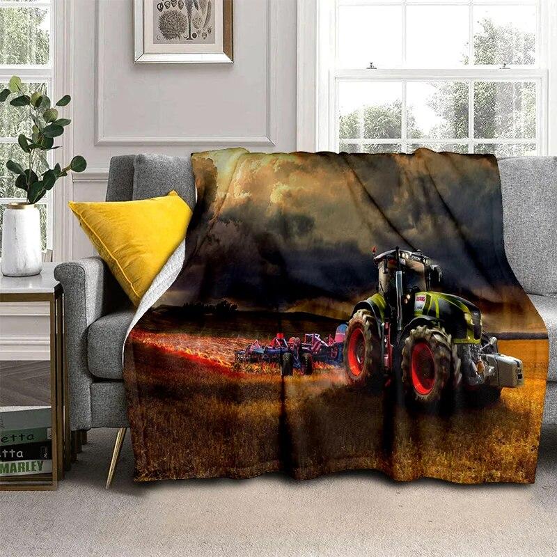 3D Retro Car Tractor Truck Series HD Blanket,Soft Throw Blanket for Home Bedroom Bed Sofa Picnic Travel Office Cover Blanket Kid
