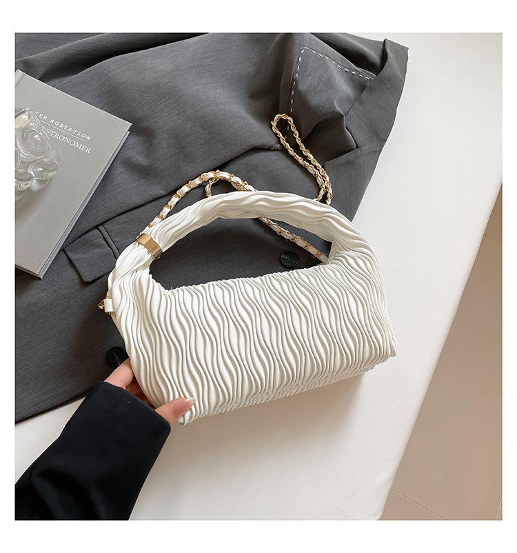 Fashion High-end Sense Retro Handbag Women's 2025 New Pleated Versatile Shoulder Underarm Bag Messenger Bag