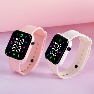 Elektronische Uhr Kinder LED Digital Sportuhr Wasserdicht Modisch Quadratisch Outdoor Silikonarmband für Kinder