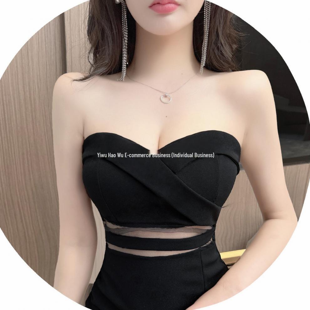 Sexy V-Ausschnitt Trägerloses Arbeits-Abendkleid - Figurschmeichelnder Schlitz Bodycon Langer Rock für Damen