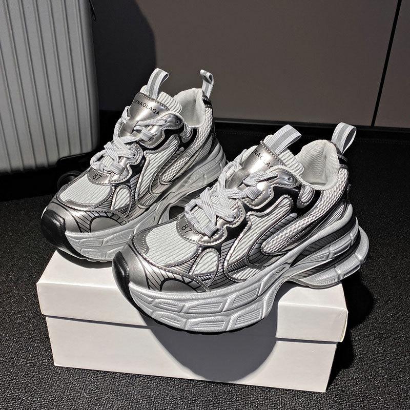 Small height increase platform women's shoes breathable casual sports shoes 2025 spring new versatile fashion dad shoes women