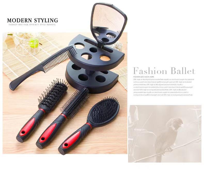 5-Piece Hairdressing Set with Mirror and Scalp Massage Comb