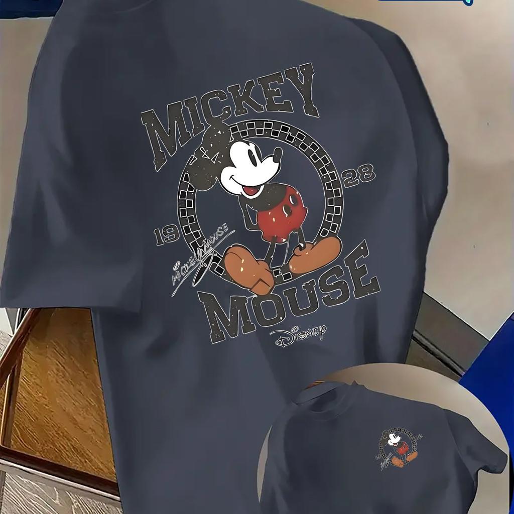 Summer Mens Disney Mickey Mouse PatternTShirt Daily Leisure and Theme Activities Wear Unisex Cotton Short Sleeve Oversized