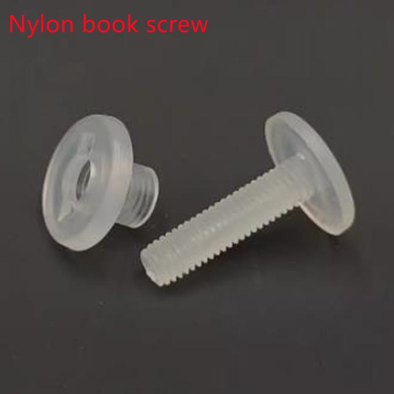 20 Sets M5*8/10/12/15/20 Large Flat Nylon Plastic Chicago Screws Nails Studs Snap Rivets for Photo Album Butt Account Book Screw
