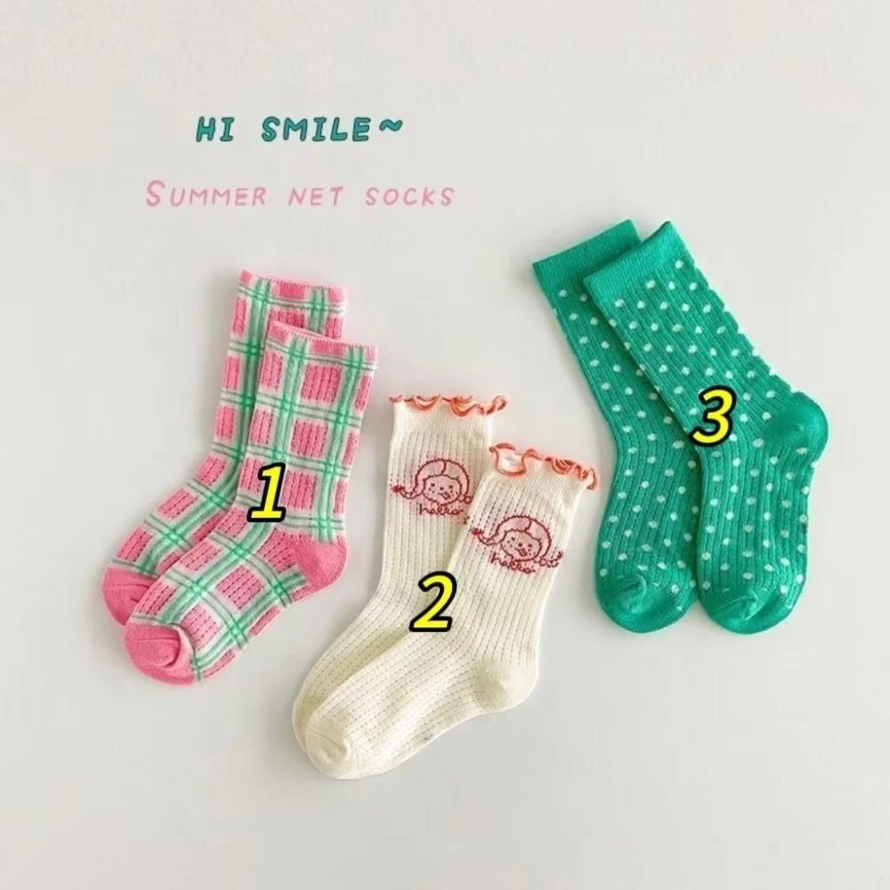 3 Pairs Kids Girls Baby Socks Soft Comfortable Polka Dots Socks Children Mesh Socks  Spring Summer