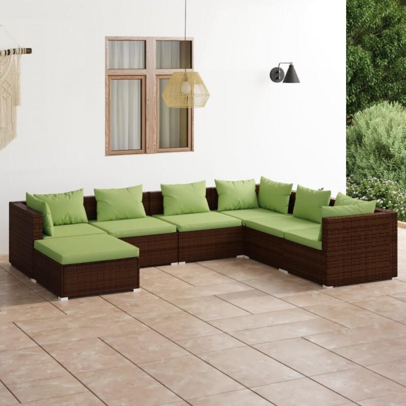 Day and Night - Day and Night 7-piece Garden Furniture Set and Brown Synthetic Rattan Cushions