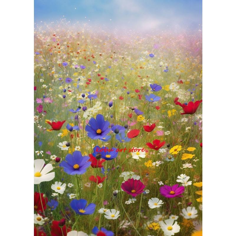 Wildflower Field Floral Natural Landscape Canvas Painting Posters and Prints Wall Art Picture for Living Room Home Decor Cuadros