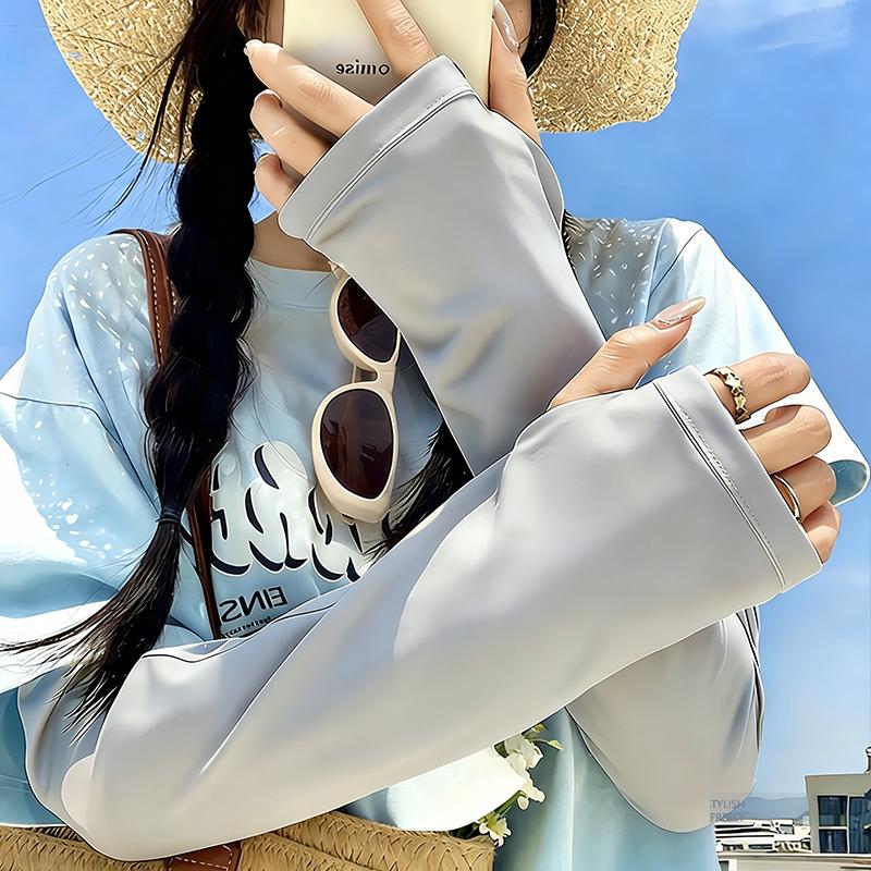 Women's Summer UV Protection Ice Silk Sleeveless Gloves with Breathable and Loose Fit for Cycling