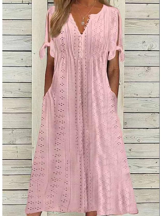 2024 New Fashion High-Waisted Casual Loose Embroidered Dress