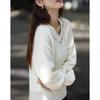 Demana Women's Ladylike V-Neck Cutout Knit Sweater