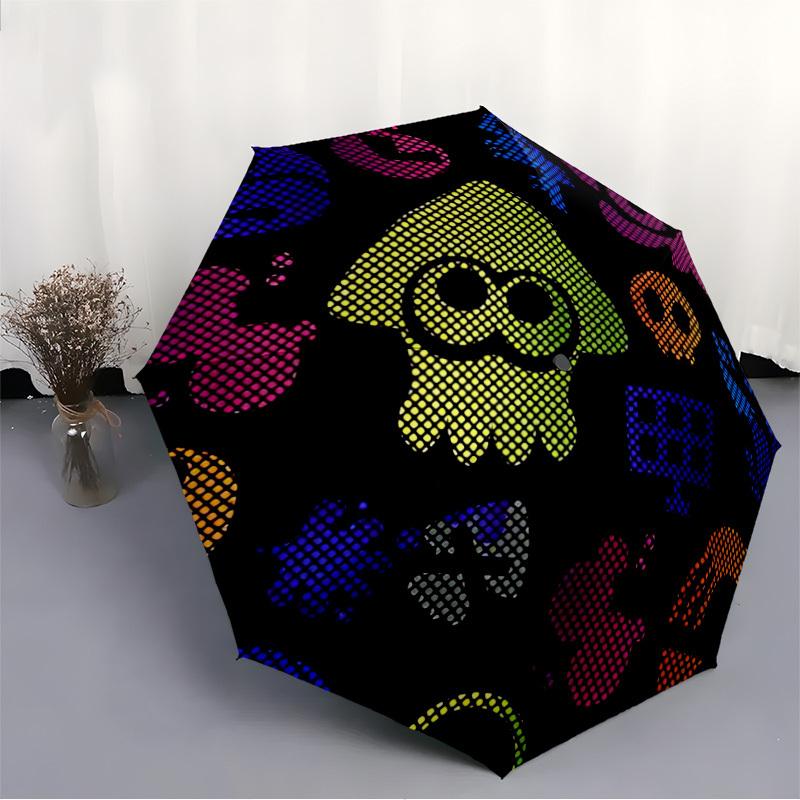 Splatoon? Automatic Windproof Folding Umbrella, Travel Umbrella for All Occasions, Cartoon Portable Umbrella A0823019