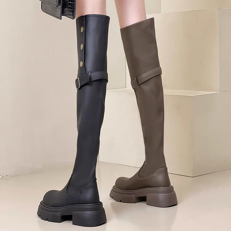 Retro long knight boots 2026 autumn and winter new height increasing thick soled boots for women