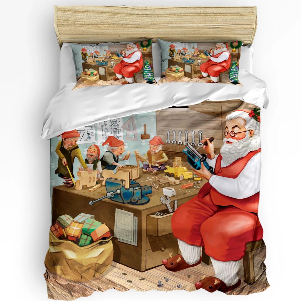 Winter Themed Snowman Christmas Tree Duvet Cover Bed Bedding Set Home Quilt Cover Pillowcases Bedroom Bedding Set No Sheet