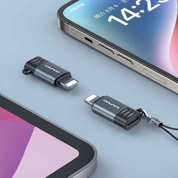 Awei Adapter A11 Usb-C/Lightning Grau   /Grey