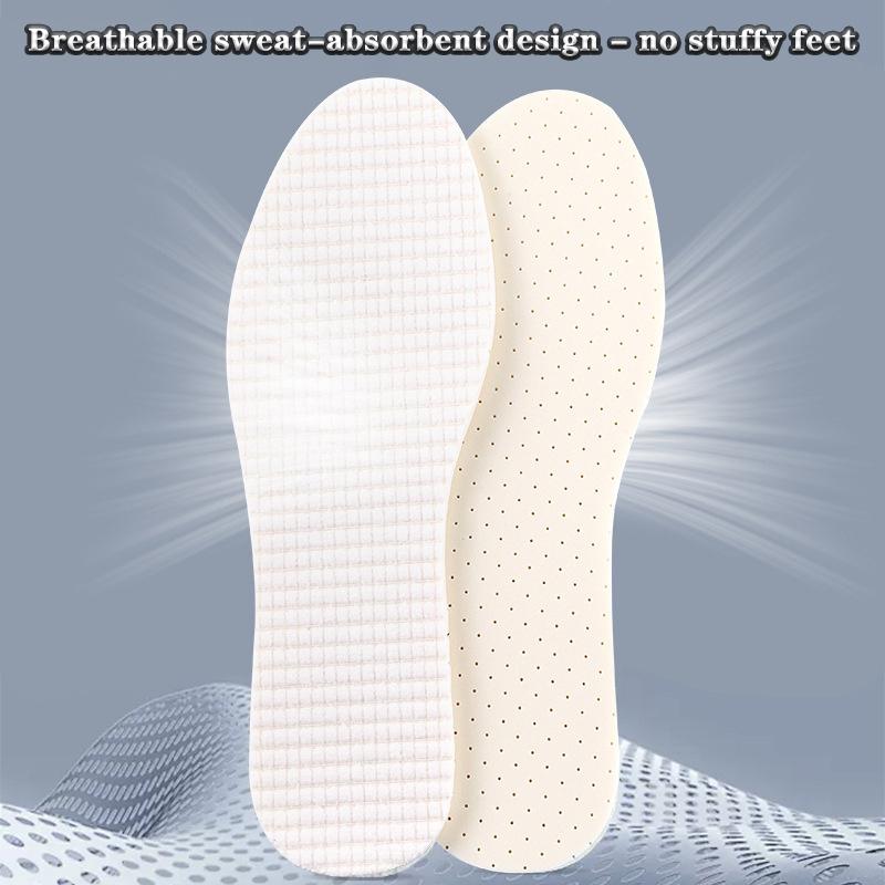 Latex Thin Insoles Sweat Anti-odor Sports Leather Shoes Pads Women's Soft Breathable Sponge Comfort Massage Feet Inserts Cushion