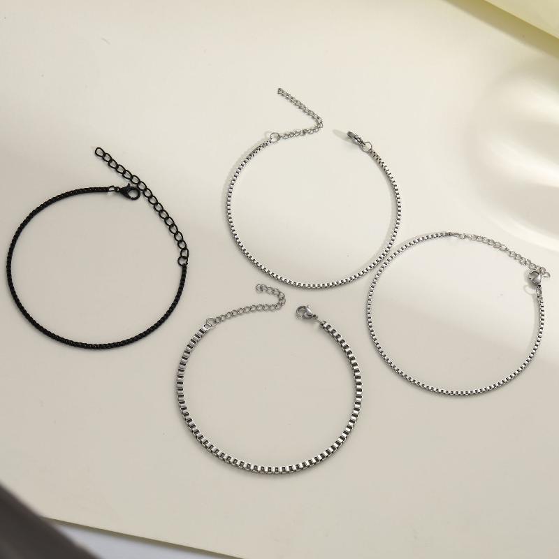 4Pcs/Set Stainless Steel Adjustable Box Chain Bracelets For Men Simple Vintage Silver Color Cuban Bangle Sets Party Jewelry Gift