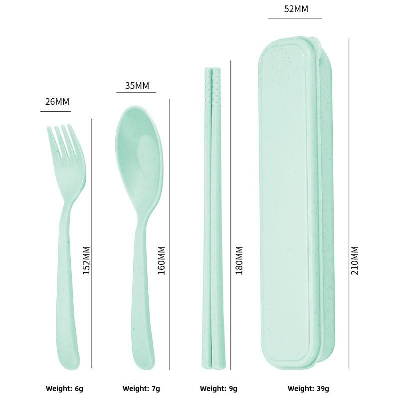 Ensemble de vaisselle portable pliable en blé: Baguettes pliantes créatives, Fourchette, Cuillère, Design en plastique adapté aux étudiants