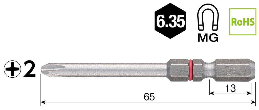 VESSEL 40V Compatible Stable Step Bit x Set of DC162065 Problem-Solving Bit, +2 65, 2,