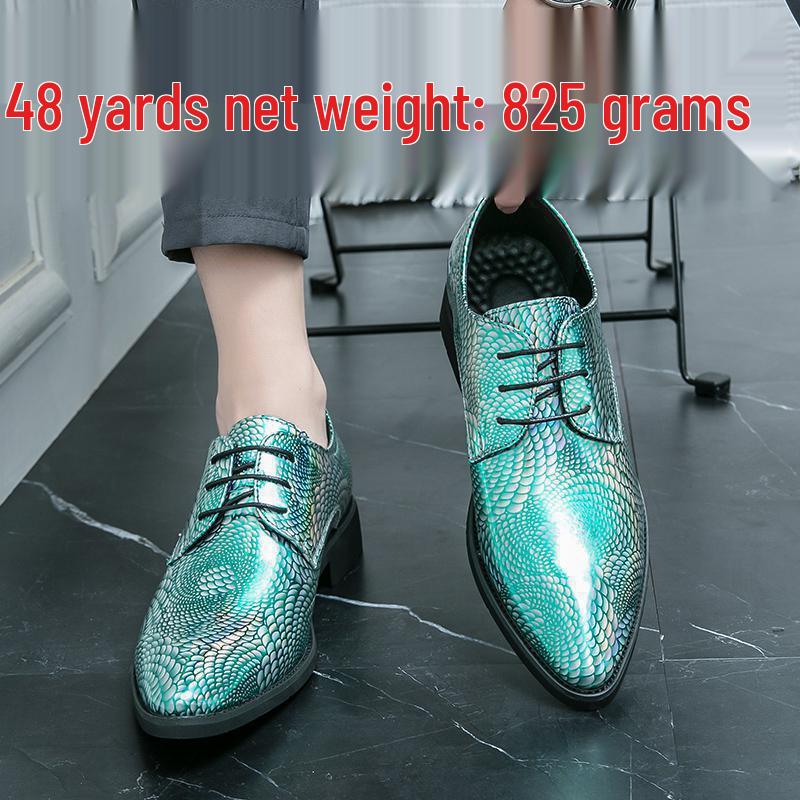 2024 Autumn Men's Plus Size Patent Leather Glossy Pointed Toe Lace-up Formal Shoes for Business & Wedding