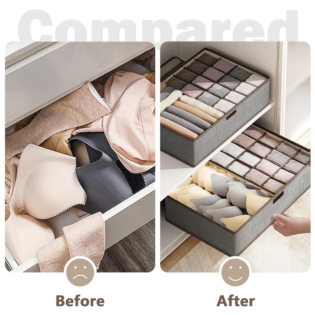 Underwear Storage Box With Compartments 17/13 Grids Dormitory Drawer Style Storage Organizer for Socks Underwears Bra Shirts