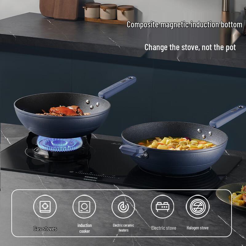 Chui Da Huang 30cm Deep Blue Non-stick Wok