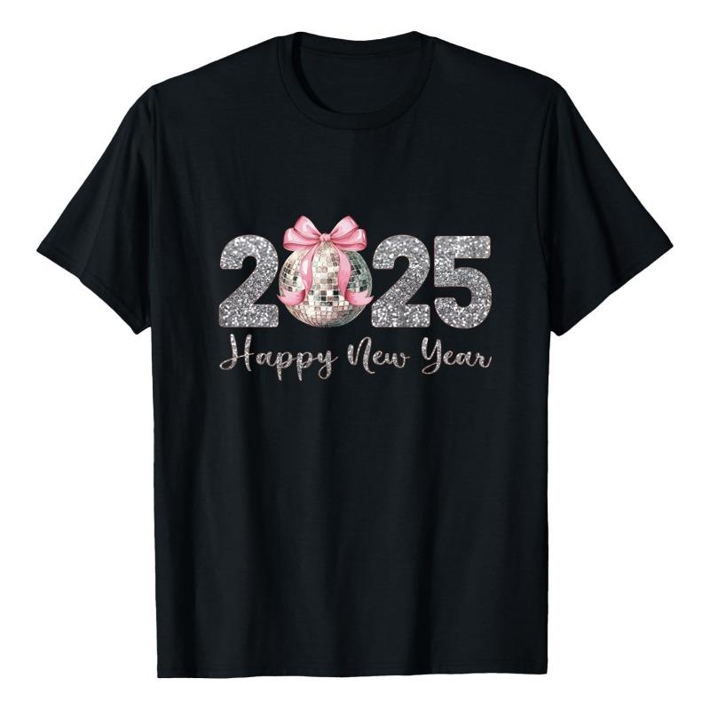 NEW YEAR Printed Trendy T-shirt Sports and Leisure Hoodie Round Neck Loose Short Sleeve T-Shirts Women’s