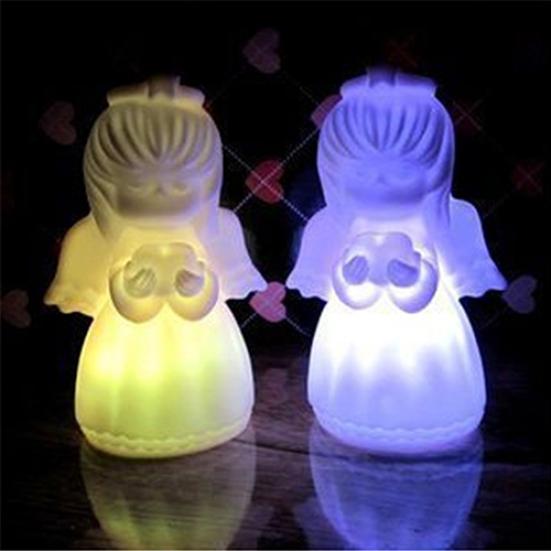 1Pc Creative Lamp Colorful LED Angel Night Light Bed Wall Lamp Home Illumination