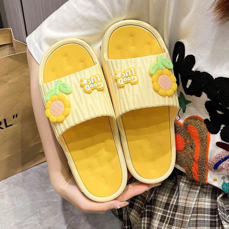 Letní dámské vnitřní a venkovní silné protiskluzové měkké podrážky volnočasové květinové koupelnové pantofle stánek rodič-dítě