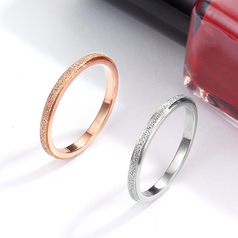 Rose Gold Titanium Steel Sandblasted Rings for Couples - Women's Fashion Jewelry