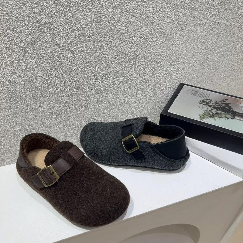 High-ankle Women's New Cotton Shoes with Thick Soles, Lazy Style, Filled with Warm Fleece, Retro Design