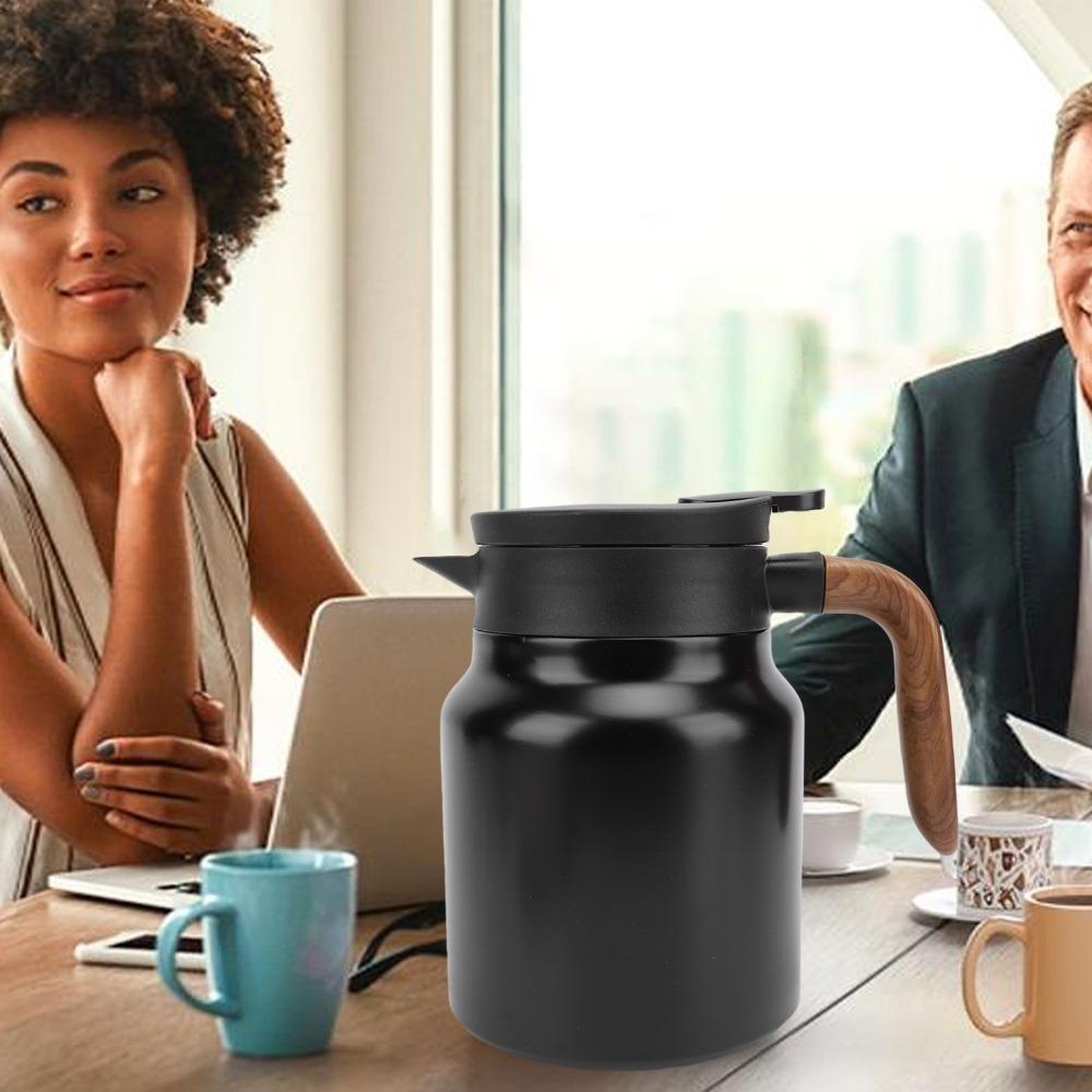 1000ml Capacity Vacuum Insulated Tea Pot Stainless Steel Thermal Beverage Pitcher  Office Use