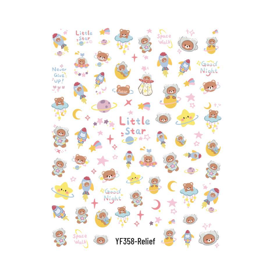 Korean Style 3D Cute Bear Space Camera Nail Art Sticker YF358【3D Embossed Style】