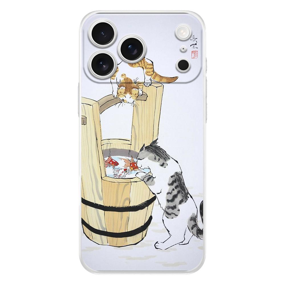 Soft Clear TPU Phone Case For iPhone 17 Air 16E 16 11 15 14 Pro MAX 12 13 7 8 Plus SE Easter Cover Protection Cat Fishing