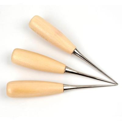Handmade DIY Leather Awl with Solid Wood Handle and Sheath - Sewing Hand Tool