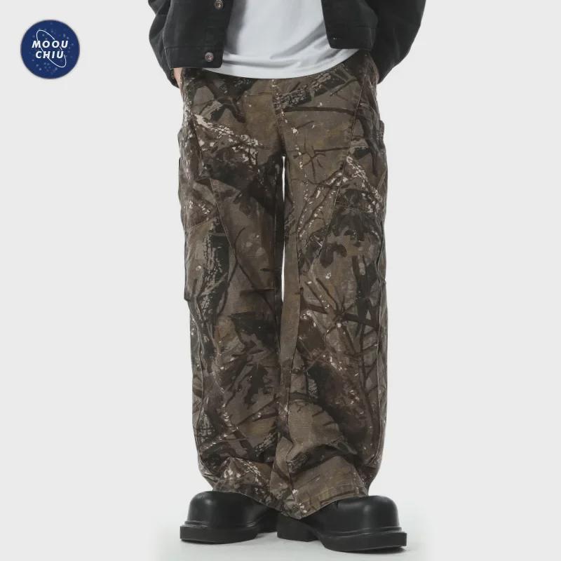 Pantaloni da lavoro mimetici dritti e larghi da uomo Muqiu – Stile casual da esterno