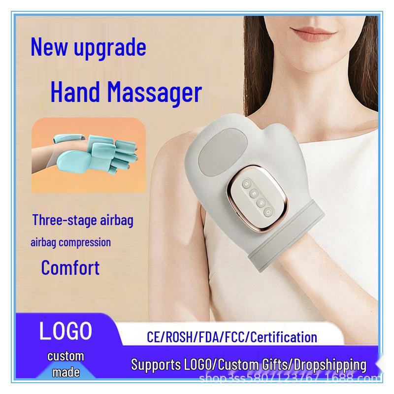 Electric Hand Massager: Air Compression for Fingers, Palm, and Wrist with Heat Therapy, Customizable Logo