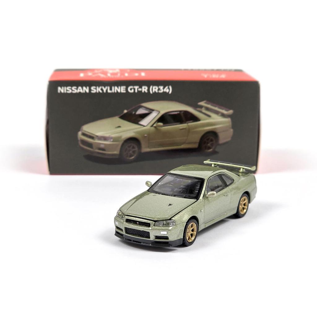 PAUDI MODEL 1/64 Diecast Model Car GT-R R34 Skyline 2000 Nissan V Spec II (Green)