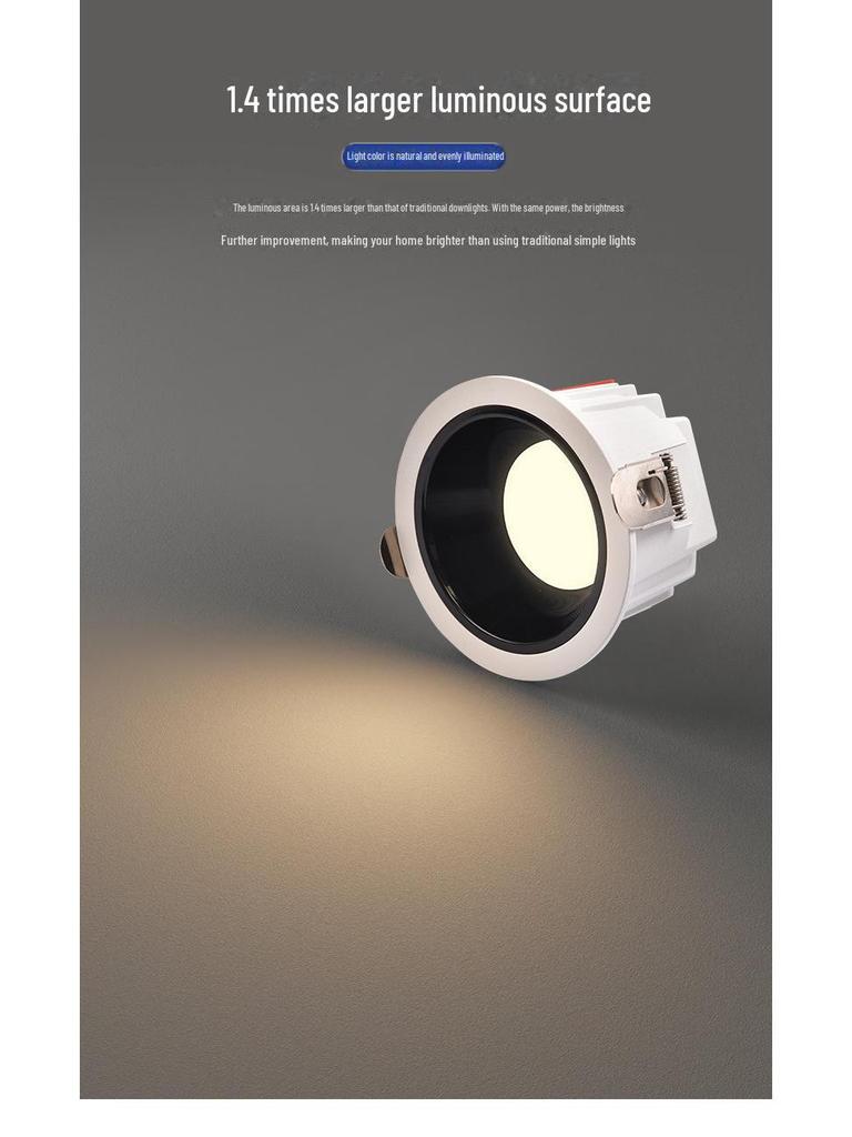 Blendfreies LED-Einbau-Downlight mit tiefem Reflektor für Zuhause und Flur, Vollspektrum-Deckenleuchte mit 75 Löchern