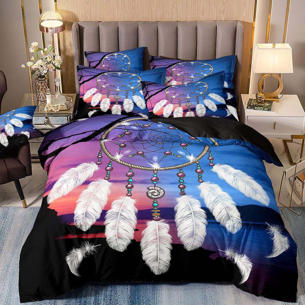 3D Digital Printing Abrasive Bedding Feather Three-Piece Set