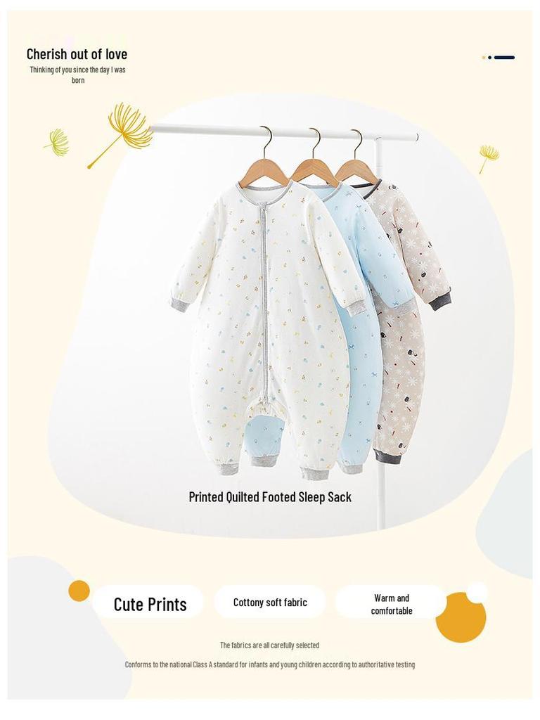 Zimowy śpiworek dla noworodka i malucha z osobnymi nogawkami - Gruba bawełniana kombinezonowa kołderka zapobiegająca kopaniu (Model 1600)