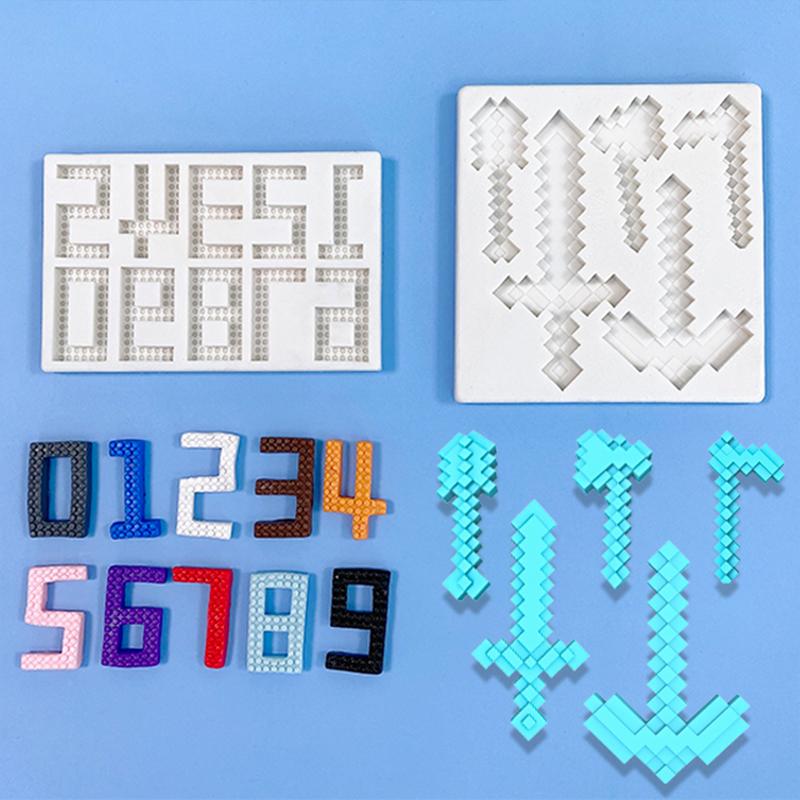 Blocs de Construction Petit Homme Chiot Moule Quatre Pièces en Silicone Liquide Moule de Cuisson pour Gâteau au Chocolat Sucre Numérique Moule à Fleurs  "