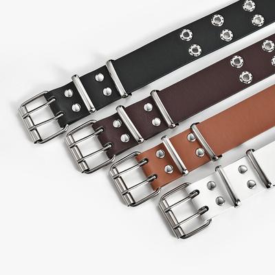 Kadın Kemer Deri Yeni Punk Tarzı Moda Pim Tokalı Kot Pantolon Dekoratif Kemer Çift Egzoz Gözlü Kemer
