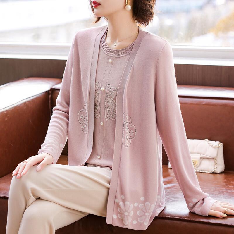

Middle-Aged Women s Autumn/Winter Knitted Two-Piece Set 2XL
